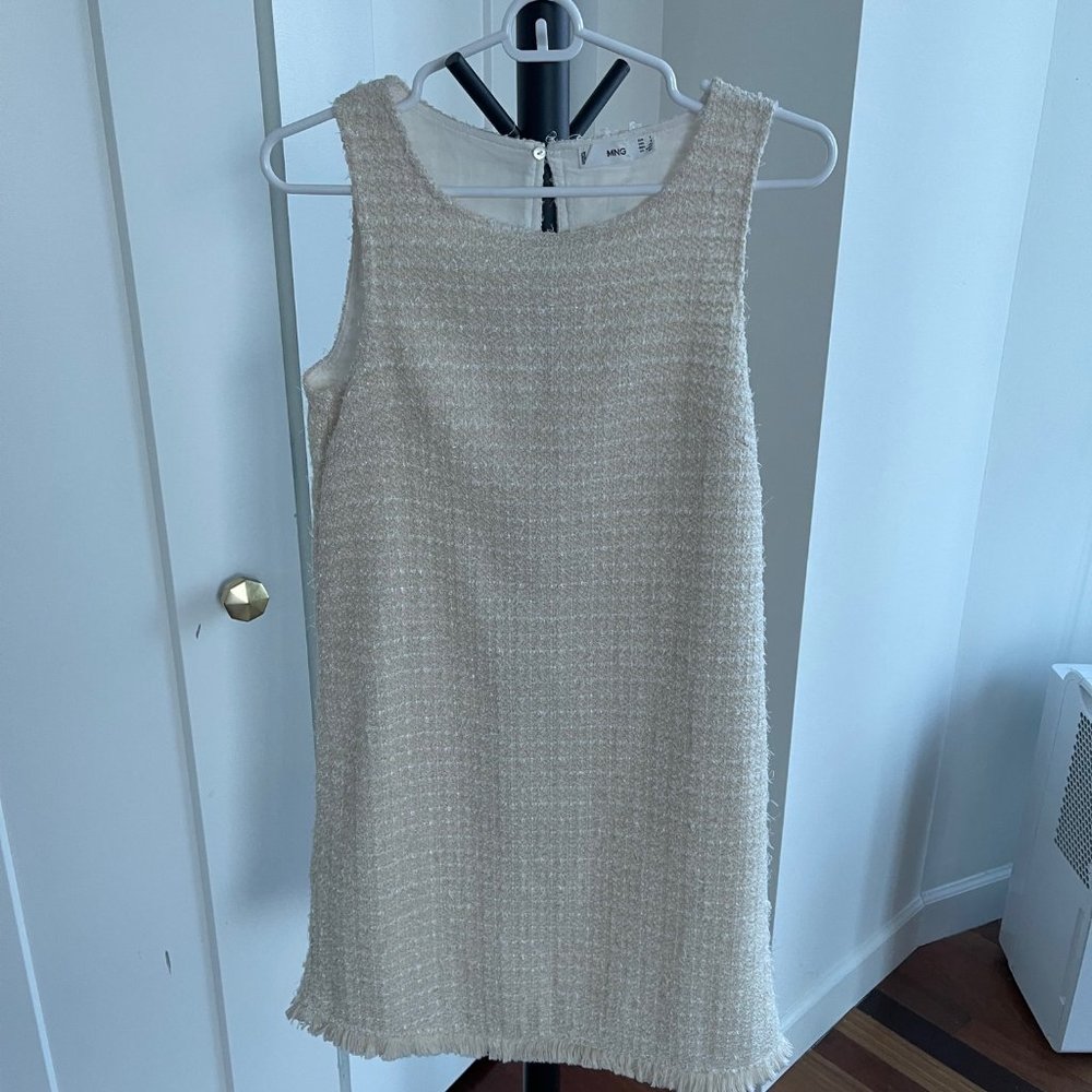 MANGO TWEED MIDI SWIFT DRESS EXCELLENT CONDITION SIZE S - CREAM COLOR